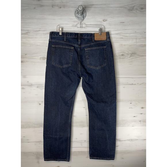 Eddie Bauer Jeans Mens 36x32 Blue Straight Fit Dark Wash Denim Cotton Classic - Picture 7 of 13